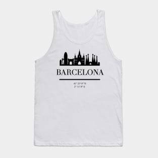 BARCELONA SPAIN BLACK SILHOUETTE SKYLINE ART Tank Top